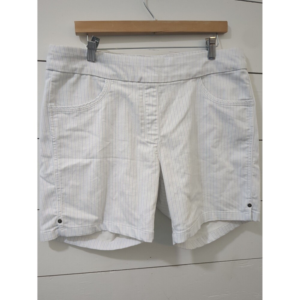 Liz Claiborne Amber  16 blue white stripe shorts cotton spandex blend coastal